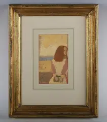 Alan Lambirth, Girl with Book, gouache