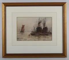 Frederick William Scarbrough, Off Rotherhithe, London, watercolour