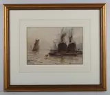 Frederick William Scarbrough, Off Rotherhithe, London, watercolour