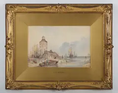 William Roxby Beverley, River scene, watercolour