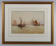William Minshall Birchall, Blackwall Reach from Greenwich, 1930, watercolour