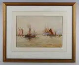 William Minshall Birchall, Blackwall Reach from Greenwich, 1930, watercolour