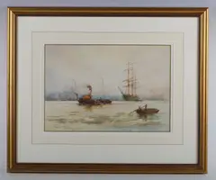 William Minshall Birchall, Passing Woolwich, 1930, watercolour
