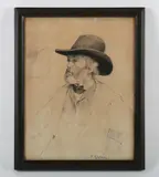 Walter Greaves, Portrait of Thomas Carlyle, pen, ink and grey wash