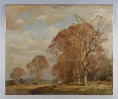 Jack Merriott, Autumn landscape, oil on canvas laid on board