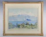 John Varley III, Italianate lake scene, watercolour
