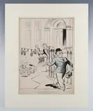 Joseph Lee, London Laughs: ‘Australian Coronation Contingent’; ‘Smithfield’; ‘London Gardens Association’; ‘Royal College of Vetinerary Surgeons’, four original cartoons, pen, ink and wash