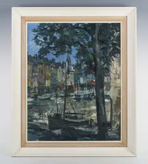 Charles Bone, Honfleur, oil on canvas-board