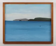 Derek Guthrie, Boat off Lighthouse: Godfrey Evening, oil on canvas