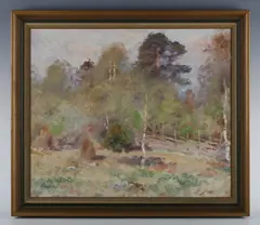 Lindorm Liljefors, Woodland scene, oil on board