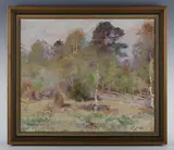 Lindorm Liljefors, Woodland scene, oil on board