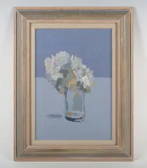 Bernard Myers, White Daisies, oil on canvas-board
