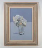 Bernard Myers, White Daisies, oil on canvas-board