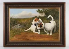 Richard Britton, Jack Russell Terriers, oil on board