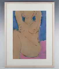 John Emanuel, Female nude, pen, ink and gouache on paper