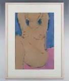 John Emanuel, Female nude, pen, ink and gouache on paper