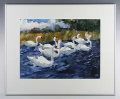 Andy Waite, Swans, watercolour