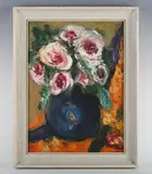 William de Belleroche, Bousquet des Fleurs’: still life, oil on board