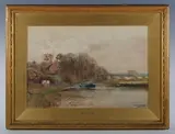Henry Charles Fox, Sussex river scene, possibly the Arun at Amberley