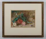 William Henry Hunt, Still life of dog roses on a bank, watercolour