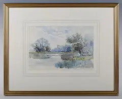 Charles Rowbotham, Arundel Castle': view of the castle from the river, watercolour