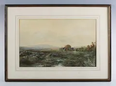 Albert Pollitt, Haymakers in a landscape, 1906, watercolour