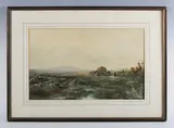 Albert Pollitt, Haymakers in a landscape, 1906, watercolour