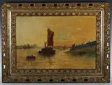 John Edward Bale, River scene with sailing boats, oil on canvas
