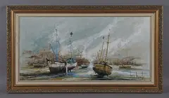 Ben Maile, West Country trawlers, oil on canvas