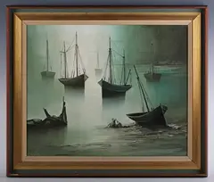 Gilbert Bria, Boats, oil on canvas