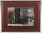 David Crone, Street Scene (Belfast) '81, watercolour and mixed media
