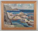 Stanley Horace Gardiner, Rocky coastal scene, oil on board