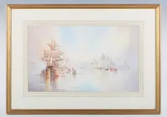 Wilfred Knox, Vessels on the Lagoon, Venice, watercolour and bodycolour