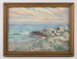 John C. Gray, Children on the shore, oil on canvas