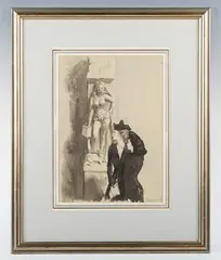 Women by Thomas Roland Rathmell, monochrome watercolour, sold May 2025