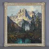 Ingfried Henze, Mountainous lake scene, oil on canvas
