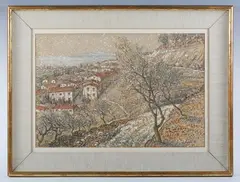 Gerald Ososki, Maderno, Lake Garda, watercolour and bodycolour over pencil