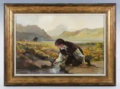 John Heseltine, A Highland stream, oil on board