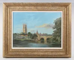 Ivan Taylor, Magdalen Bridge Oxford, oil on board