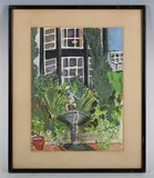 Sarah Churchill, Garden scene, gouache