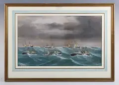 Antonio de Simone the Elder, Ships in a storm, gouache