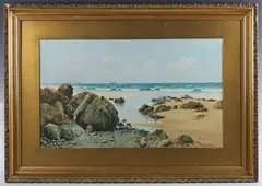 William Casley, Coastal scene, probably Cornwall, watercolour