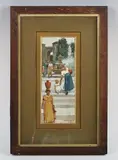 Walter Jenks Morgan, Figures gathering water at a fountain, watercolour and gouache