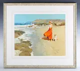 John Haskins, Beach Games, oil on board