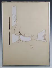 Adrian Heath, Female figure study, pencil with oil on paper
