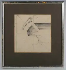 Adrian Heath, Abstract figure study, pencil with charcoal