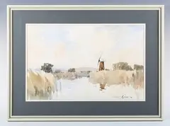 Edward Wesson, Windmill, Cley next the Sea, watercolour