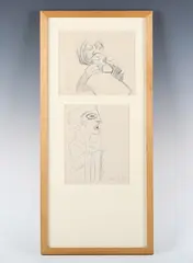 Studies for African sculptures by Josef Herman, two pencil drawings, sold Jan 2025