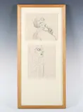 Josef Herman, Studies for African sculptures, two pencil drawings