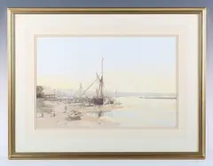 John Sutton, Bucklers Hard at low water, watercolour